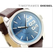 Diesel Dz1512 Men Bright Blue Sunray Dial With Brown Leather Watch 50m