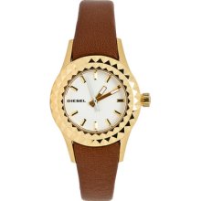 Diesel Dz5311 Women's Brown Leather Strap White Dial Watch