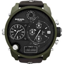 Diesel Dz7250 Xxl Green Case Leather Watch