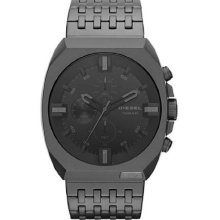 Diesel Men's Black Gray IP Ion Plated Steel Chronograph Watch DZ4263