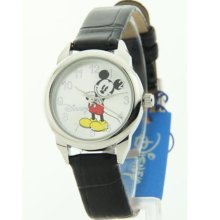 Disney Women's Mickey Mouse Black Croc-look Strap Watch MCK659