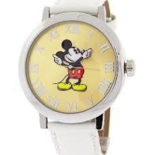 Disney Zr26096 Mickey Mouse White Leather Watch