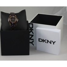 Dkny Ny8428 Lady's Brown Ceramic & Rose Gold Chronograph Watch