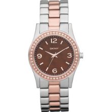 Dkny Two-tone Glitz Women's Diamonds Stainless Steel Case Watch Ny8479