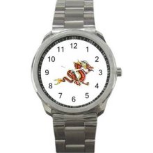 Dragon Tattoo Unisex Silver-Tone Sports Metal Watch 14