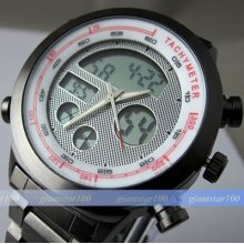 Dual Chronograph Analogue Digital Hours Date Sport Men's Lcd El Watch Wh85