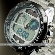 Dual Solar Chronograph Analogue Digital Hours Date Med Lcd El Watch Wg033