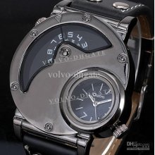 Dual Time Circular & Analog Mens Quartz Watch Unusual Ga126