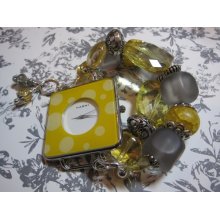 Dust Storm Chunky Yellow Gray Bead Interchangeable Watch