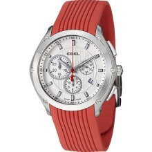 Ebel Men's 'classic Sport' Silver Dial Red Rubber Strap Quartz Watch