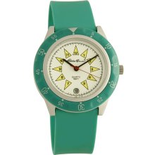 Eddie Bauer Mens 36mm Yellow Sun-Dial Sea Green Rubber Band Quartz Watch 36Mm