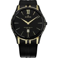 Edox Men's 27033 357JN NID Grand Ocean Black And Yellow Gold Ion- ...