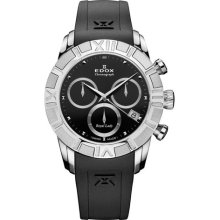 Edox Women's 10405 3 NIN Royal Lady Chronograph Black Dial Rubber ...