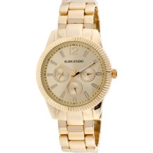 Elgin Ladies' Gold-tone Link Bracelet Watch w/ Multi Gold-tone Round Dials