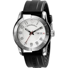 Emporio Armani Sports Men's Quartz Watch With White Dial Analogue Display And Black Rubber Strap Ar5870