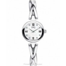 Esq By Movado Womens Stainless Steel Mother-of-pearl Bangel Watch 07101319