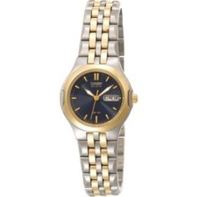 EW312458L -- Citizen Women's Eco-drive Corso Stainless Steel Two-tone Watch w/Blue Dial EW3124-58L EW3124-58L