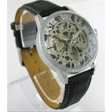 Excellent Golden Auto Mechanical Leather Mens Watch