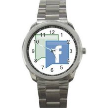 Facebook Unisex Silver-Tone Sports Metal Watch 07