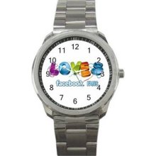 Facebook Unisex Silver-Tone Sports Metal Watch 15