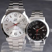 Fantastic Hot Trendy Men Calendar Clock Auto Mechanical Steel Analog Wrist Watch