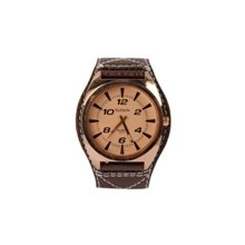 Fashion Casual Leather Watchband Alloy Dial Quartz Womens Wrist Watch - Leather