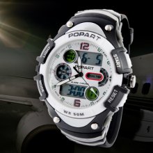 Fashion Digital Analog Steel Alarm Date Mens Sport Gift Wrist Watch Pa019