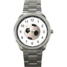 Fashion Soccer Ball Metal Japan Quartz Sport Watch