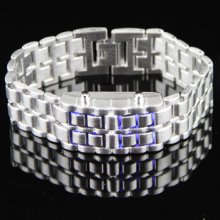 Fashionable 8-LED Stainless Steel Lady Wrist Watch 16.5CM