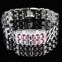 Fashionable 8-LED Stainless Steel Mens Samurai Watch 18CM