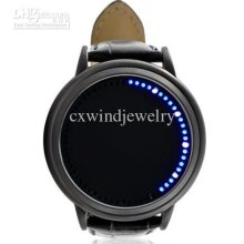 Fashionable Blue Led Digital Touchscreen Watch With Soft Leather