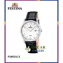 Festina Classic F16521/2 Women's Black Leather Strap Watch 2 Years Warranty