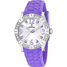 Festina F16541/5 Purple Silicone Strap Quartz Silver Dial Women's Watch