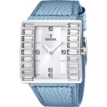 Festina Women's Fashion F16538/5 Blue Leather Analog Quartz Watch with Silver Dial