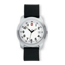 Field Watch With Large White Dial & Black Synthetic Strap