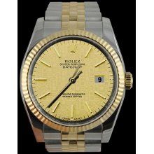 Fluted bezel datejust watch champagne stick dial SS & gold jubilee rolex