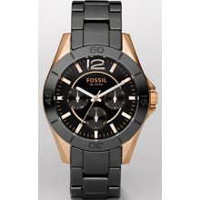 Fossil Ceramic Black Multifunction Watch. Ladies CE1007