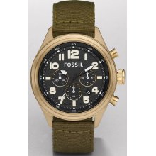 Fossil Classic Vintaged Bronze & Olive Nylon Mens Watch De50