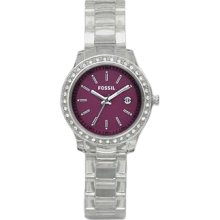 Fossil Ladies Stella Clear Mini Purple Dial Watch