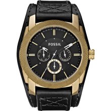 Fossil Machine Cuff Vintaged Bronze Leather Men's Watch DE5014