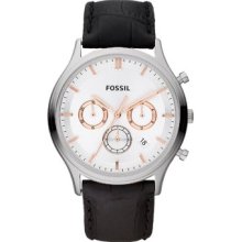 Fossil Men's Heritage Chronograph Watch Fs4640 With Silver Dial