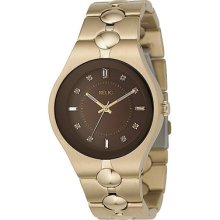 Fossil Relic Men's Gold-tone Stainless Steel Watch, Blk Dial, Crystals Zr77184