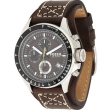 Fossil Watch, Mens Chronograph Decker Brown Leather Strap 44mm CH2599