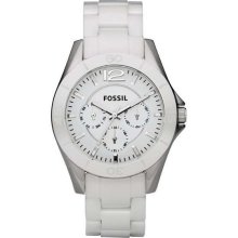 Fossil White Ceramic Multifunction Ladies Watch