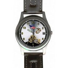 Frontier Watches Frontier US Marines Deluxe Leather Strap Watch