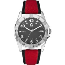 G by GUESS Red And Black Nylon Strap Watch