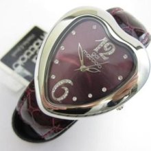 Gai Mattiolo Purple Big Heart Case Plated N.o.s. Ladies Watch