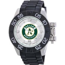 Game Time Black Mlb-Bea-Oak Men'S Mlb-Bea-Oak Beast Oakland Athletics Round Analog Watch