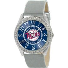 Game Time Gray Mlb-Gli-Min Women'S Mlb-Gli-Min Glitz Classic Analog Minnesota Twins Watch