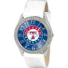 Game Time White Mlb-Gli-Tex Women'S Mlb-Gli-Tex Glitz Classic Analog Texas Rangers Watch